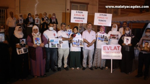 Diyarbakır'da ailelerin evlat nöbeti gece de devam ediyor