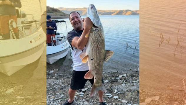 Elazığ'da balıkçı 70  kiloluk turna yakaladı