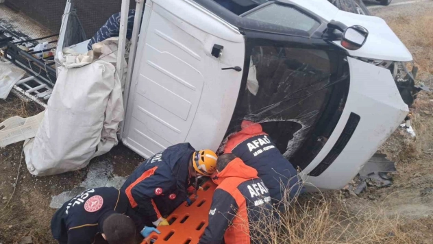 Elazığ'da pikap şarampole uçtu: 2 yaralı