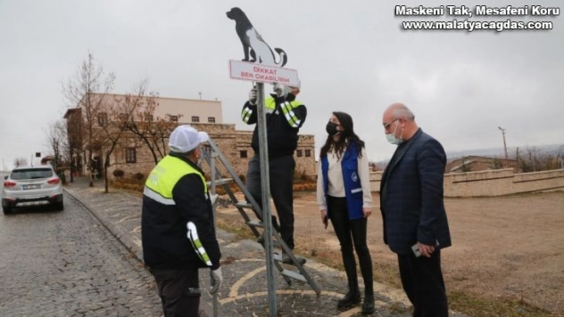 Elazığ'da sokak hayvanlarını korumak için uyarı tabelası