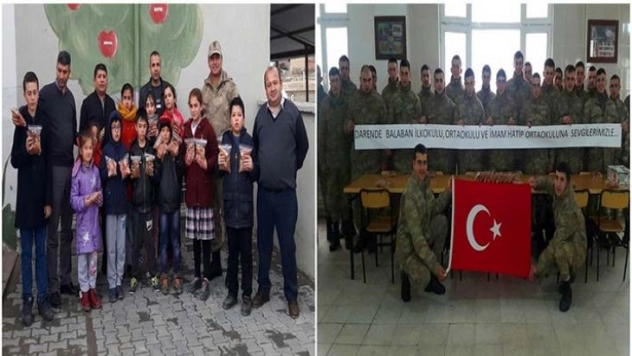 Öğrencilerden Mehmetçik'e anlamlı destek