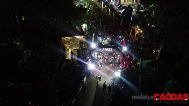 En uzun gecede zorlu doğa şartlarıyla yarışan sporcular havadan görüntülendi