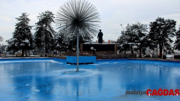 Erzurum'da süs havuzları buz tuttu