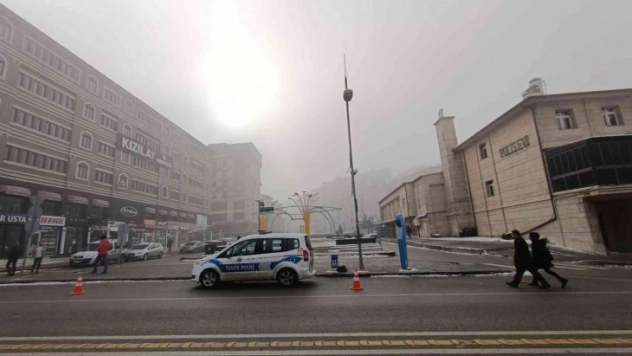 Erzurum'da yoğun sis görüş mesafesini düşürdü, ağaçlar kırağı tuttu