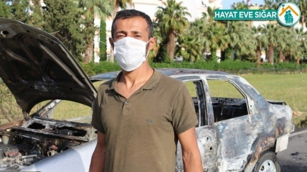 Sigara aracını kül etti