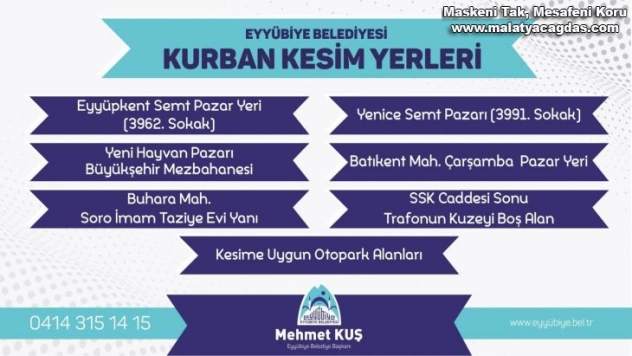 Eyyübiye'de kurban satış ve kesim yerleri belirlendi