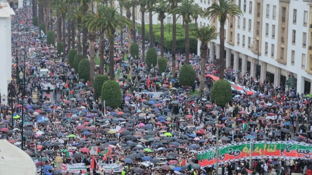 Fas halkı Gazze için sokaklara döküldü