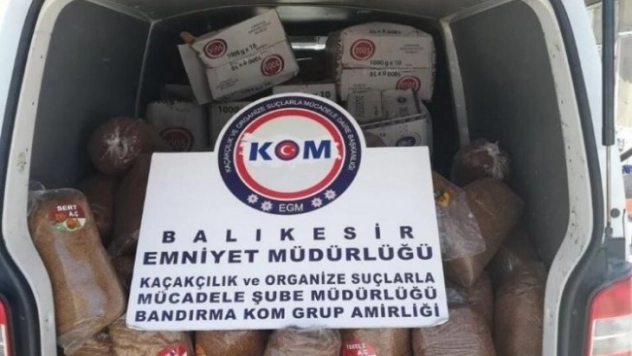 Gönen'de kaçak tütün operasyonu