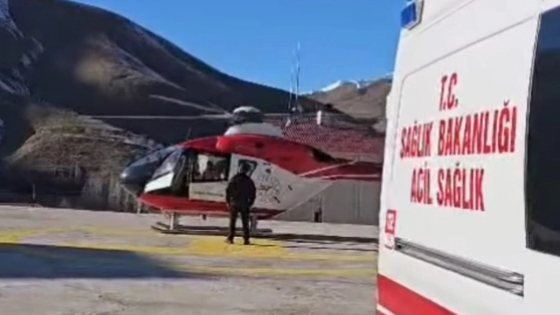 Hamile kadın ambulans helikopterle Van'a getirildi