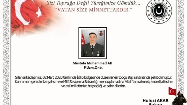 İdlib'de 1 asker şehit oldu, 1 asker yaralandı