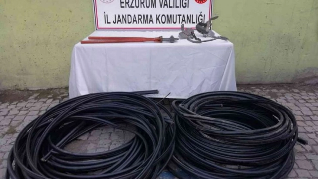 Kablo hırsızları jandarmadan kaçamadı