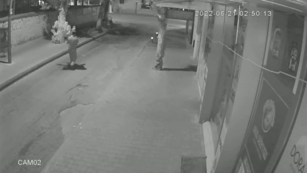 Kaldırımdaki çiçeği çaldı