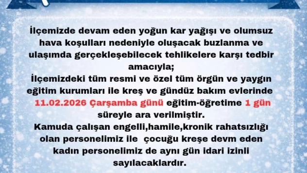 Karlıova'da eğitime 1 gün ara