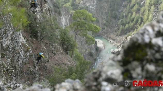 Kayalıklarda 2 gün mahsur kalan 6 keçi 8 saatlik operasyonla kurtarıldı