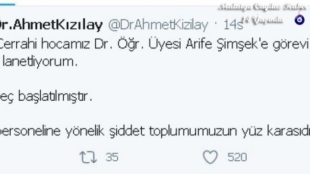 Kızılay, doktora saldırıyı kınadı