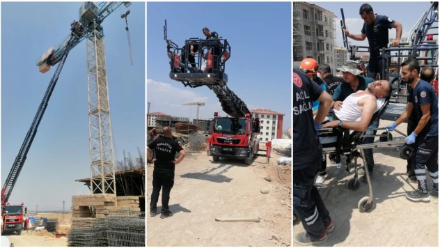 Kule Vinç Operatörü 30 Metre Yüksekte Rahatsızlandı