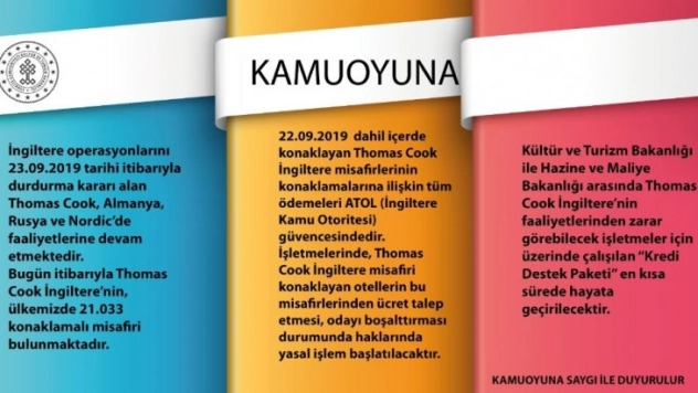Kültür Bakanlığı'ndan Thomas Cook şirketi açıklaması