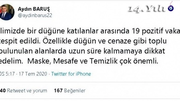 Düğüne katılan 19 kişide Covid-19 tespit edildi