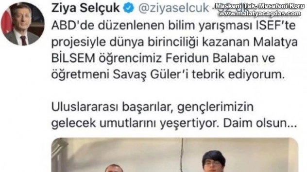 Malatya, Dünya birincisi genciyle gurur duyuyor