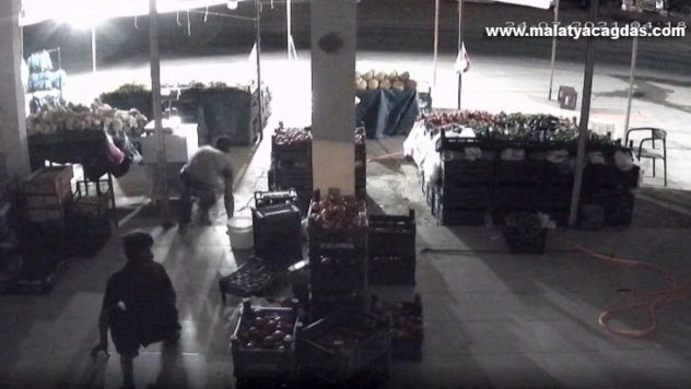 Manavdan hırsızlık anı güvenlik kamerasında