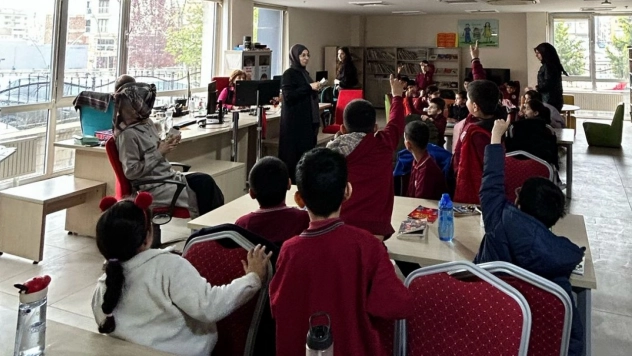 Miniklerden  Kütüphaneye Ziyaret