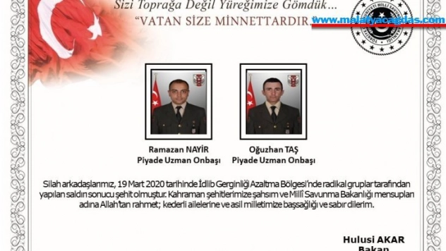 İdlib'de roketli saldırı sonucu 2 şehit oldu, 1 asker yaralandı