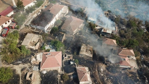 Otluk alanda çıkan yangın evlere sıçradı