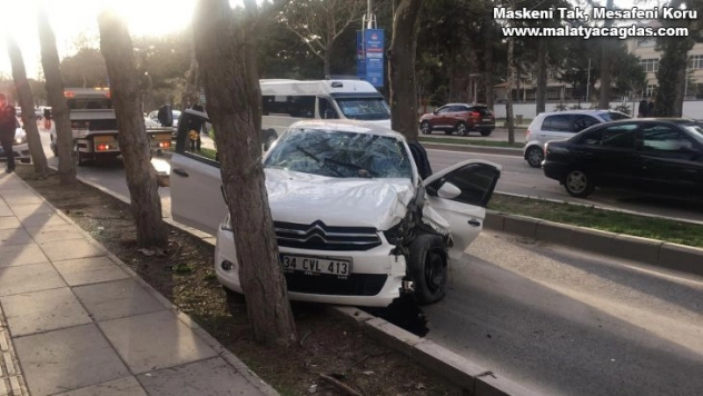 Otomobil ağaca çarptı: 3 yaralı