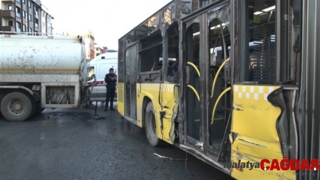 (Özel) Sultangazi'de su tankeriyle halk otobüsünün çarpıştığı kaza kamerada