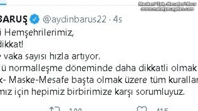 Pandemide vaka sayısının arttığı Malatya'da uyarı