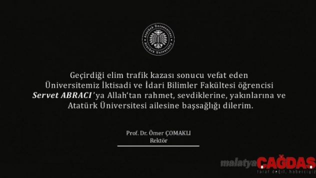 Rektör Çomaklı'dan kazada hayatını kaybeden öğrenci için taziye mesajı