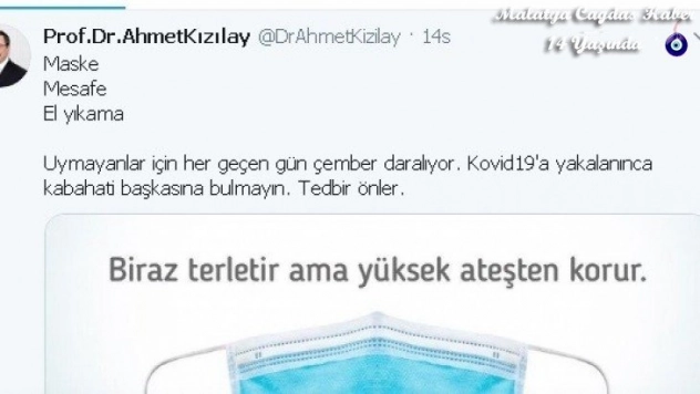 Rektör Kızılay'dan maske uyarısı