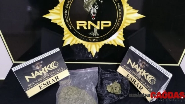 Rize'de 105 gram esrar ele geçirildi
