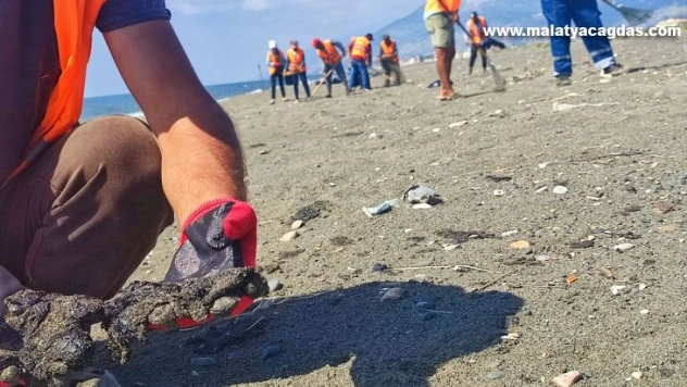 Samandağ'da petrol temizliği çalışmaları 18 gündür sürüyor