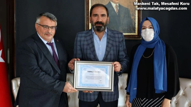 Sivasspor Kulübü'ne teşekkür belgesi