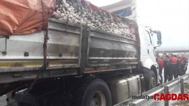 Soğan yüklü tırda yangın