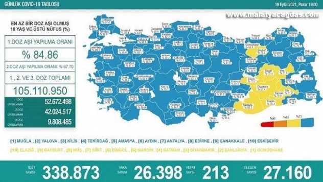 Son 24 saatte korona virüsten 213 kişi hayatını kaybetti