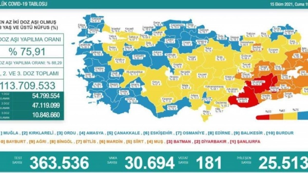 Son 24 saatte korona virüsten 181 kişi hayatını kaybetti