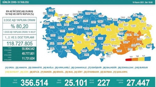 Son 24 saatte korona virüsten 227 kişi hayatını kaybetti