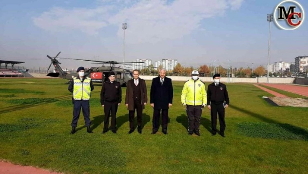 Trafik ekiplerinin denetimi helikopterden takip edildi