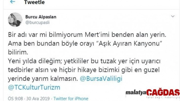 Uludağ'da hayatını kaybeden Mert'in eşinden yeni yılda duygusal paylaşım ve çağrı