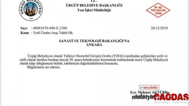 Ürgüp Belediyesi yerli otomobilin 50. üretimine talip oldu
