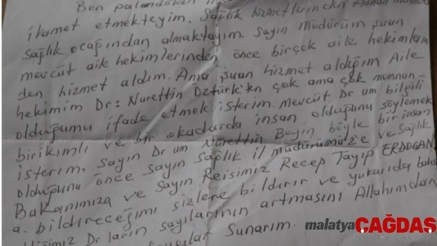 Vatandaştan İl Sağlık Müdürü Bedir'e mektuplu teşekkür