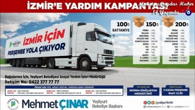 İzmir için yardım kampanyası başlattı