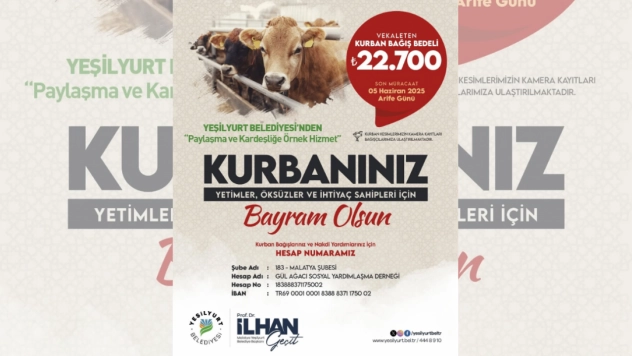 Yeşilyurt Belediyesi 'Kurban Bağış' Kampanyasında Son Gün 5 Haziran!