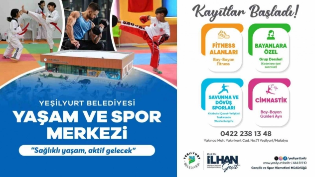 Yeşilyurt Belediyesi Yaşam ve Spor Merkezi'nde kayıtlar başladı