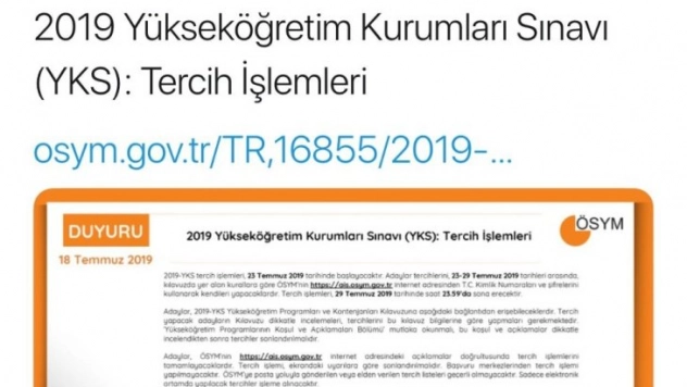 YKS tercih kılavuzu yayınlandı