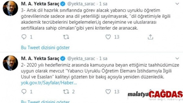 YÖK Başkanı Saraç: 'Yabancı uyruklu öğretim elemanı istihdamıyla ilgili usul ve esasları, kaliteyi gözeten bir bakış açısıyla yeniden düzenledik'