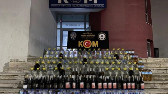 Adana'da 2 bin 378 litre sahte içki ele geçirildi