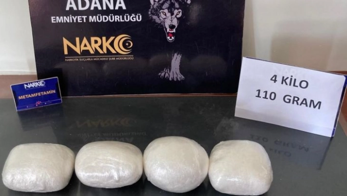 Adana'da 4 kilo 200 gram metamfetamin ele geçirildi